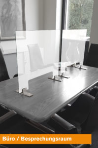 Zwei transparente Tischtrenner für Büro/Besprechungsraum